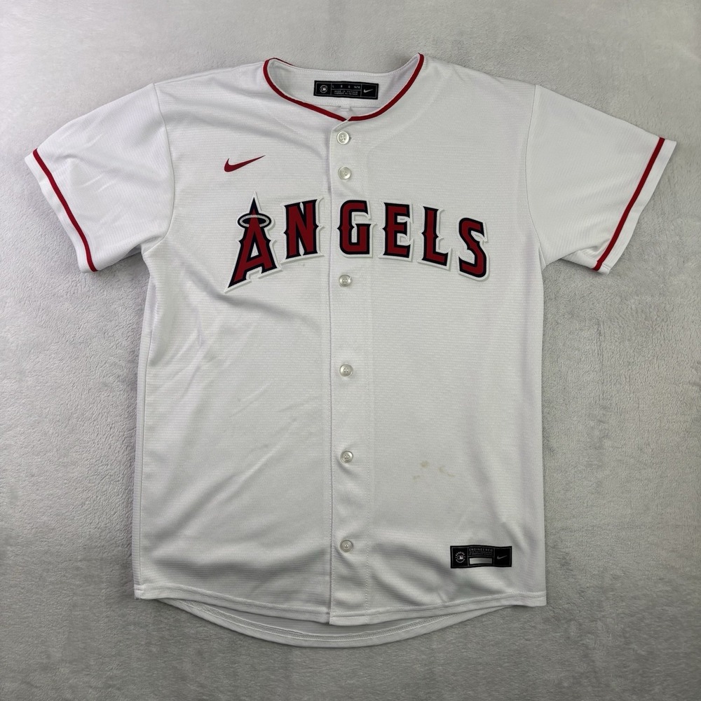 Nike MLB Anaheim Angels White SS Baseball Jersey Blank Youth Large